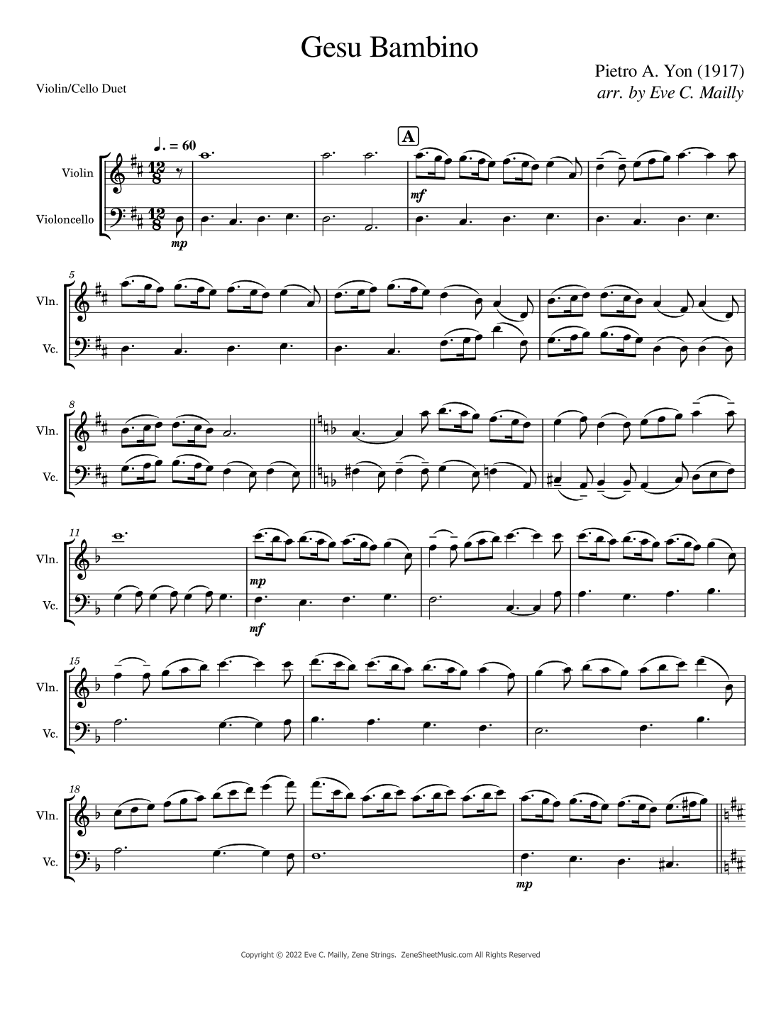 Gesu Bambino - Duet for Violin & Cello (arr. Eve C. Mailly - Zene Strings)