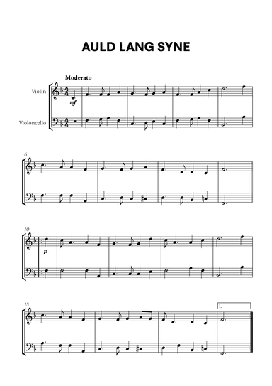Traditional - Auld Lang Syne for Violin and Cello (arr. Cadenza Editions)