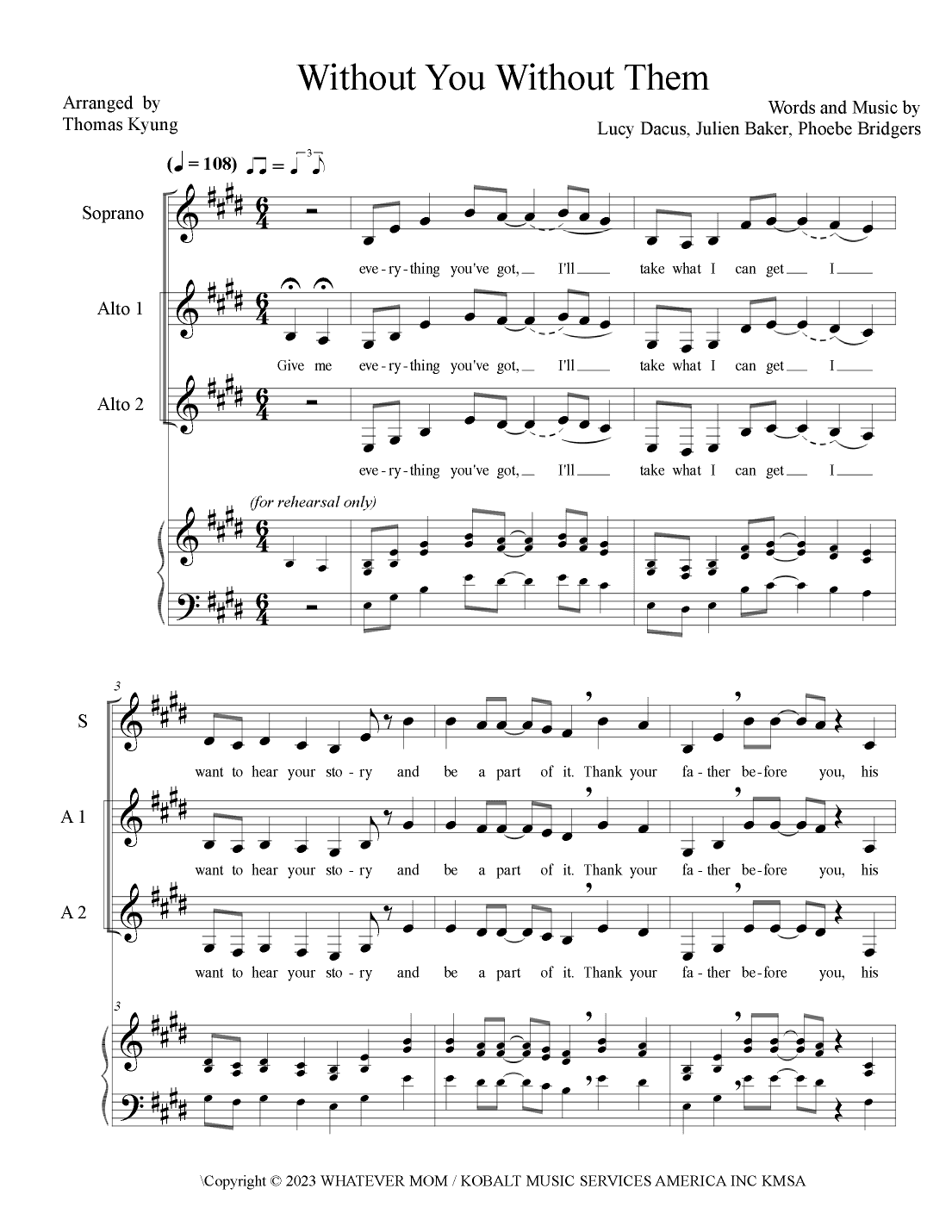 Without You Without Them (arr. Thomas Kyung)