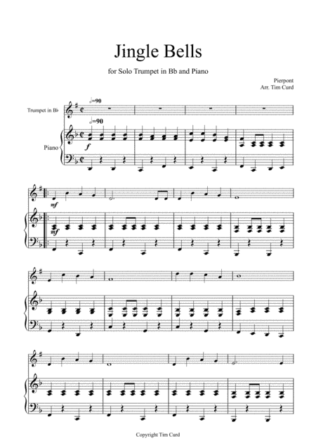 Jingle Bells for Solo Trumpet in Bb and Piano (arr. Tim Curd)