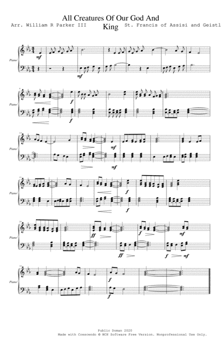 All Creatures of Our God and King (arr. William R Parker III)