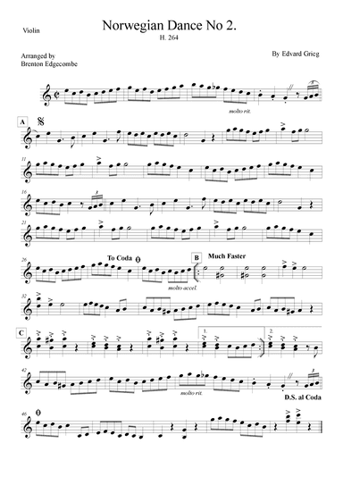 Norwegian Dance No. 2 H. 264 (arr. Adelaide String Duo)