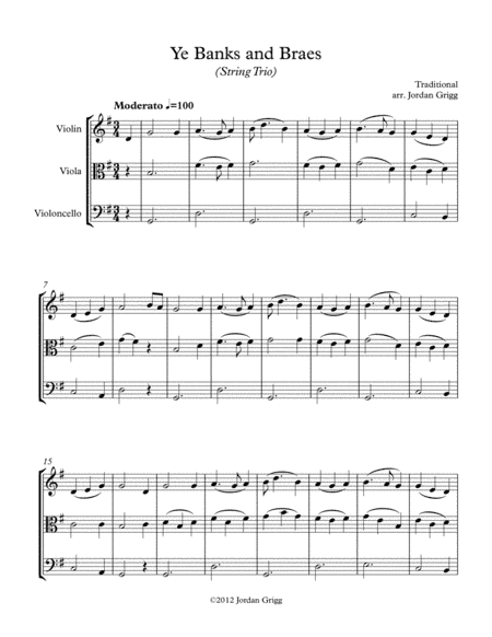 Ye Banks and Braes (String Trio) (arr. Jordan Grigg)