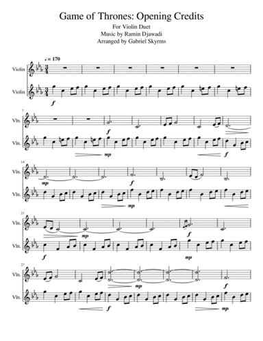 Game Of Thrones (arr. Gabriel Skyrms)