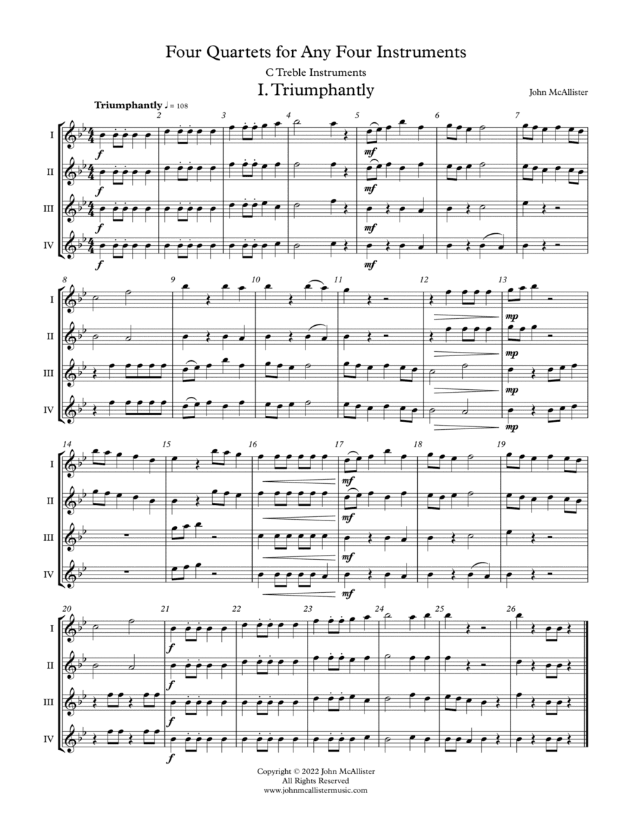 Four Quartets for any Four C Instruments