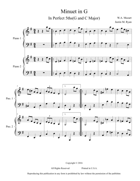 Minuet in G (arr. Justin M. Ryan)