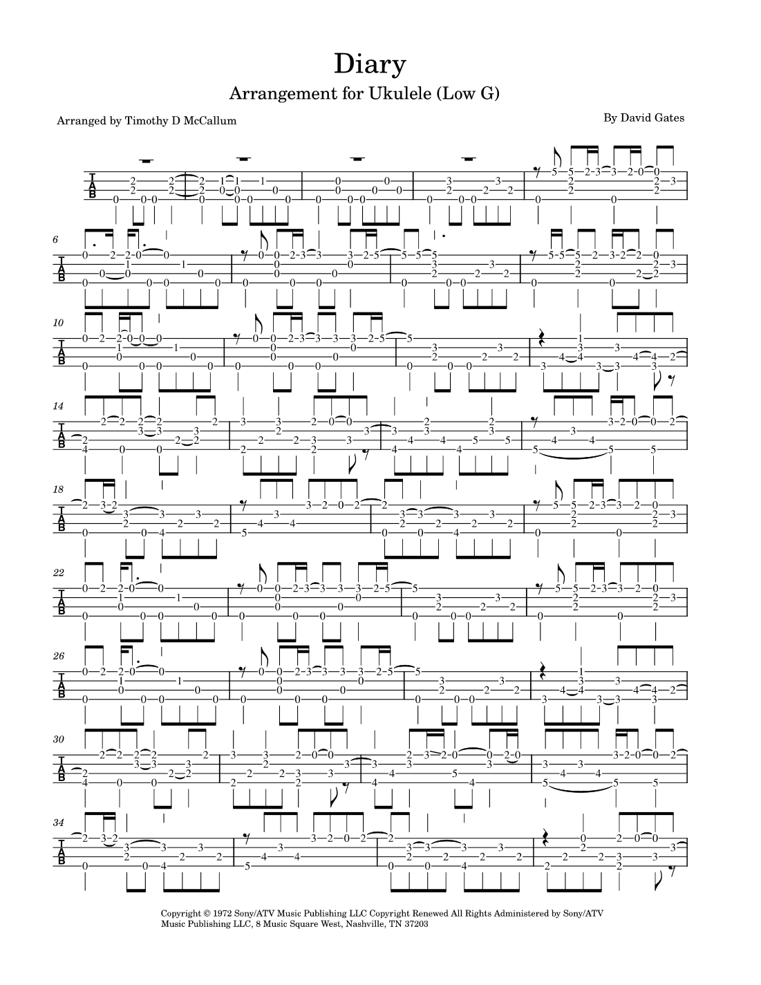 Diary (arr. Timothy D McCallum)