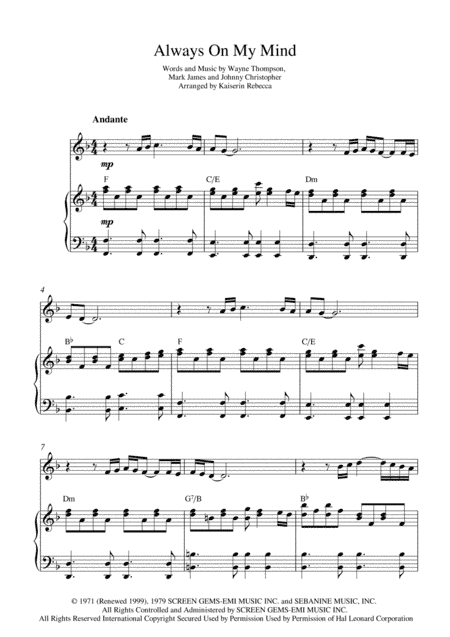 Always On My Mind (arr. Kaiserin Rebecca)