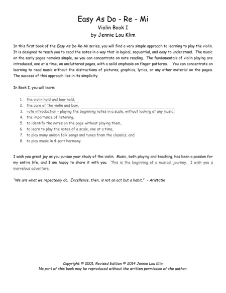 Easy As Do - Re - Mi, Book 1, Violin