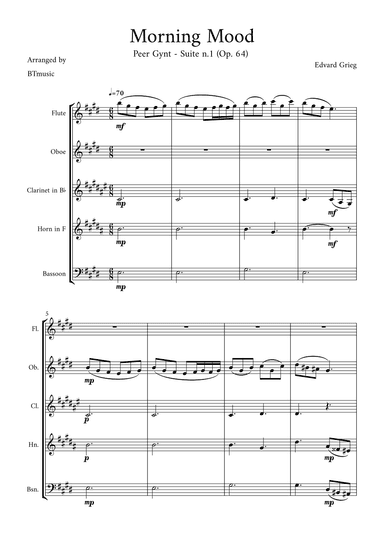 Morning Mood (Peer Gynt Suite N.1, Op 46) (arr. BTmusic)