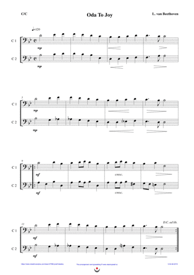 Oda To Joy (easy brass duet Nb. 3 - C/C) (arr. Josef STASTNY)