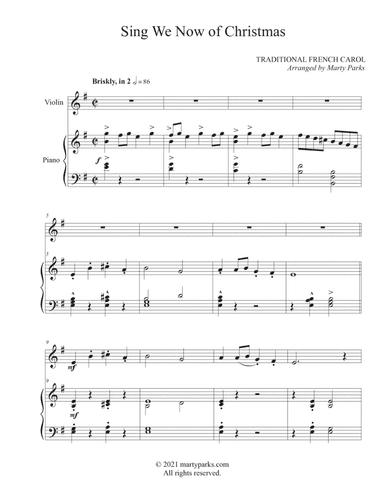 Sing We Now of Christmas (Violin-Piano) (arr. Marty Parks)