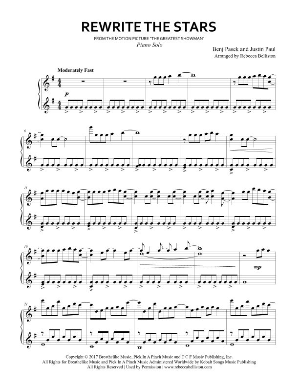 Rewrite The Stars (arr. Rebecca Belliston)