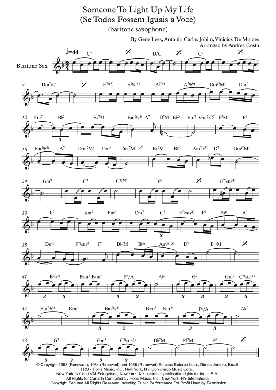 Someone To Light Up My Life (se Todos Fossem Iguais A Voce) (arr. Andrea Costa)