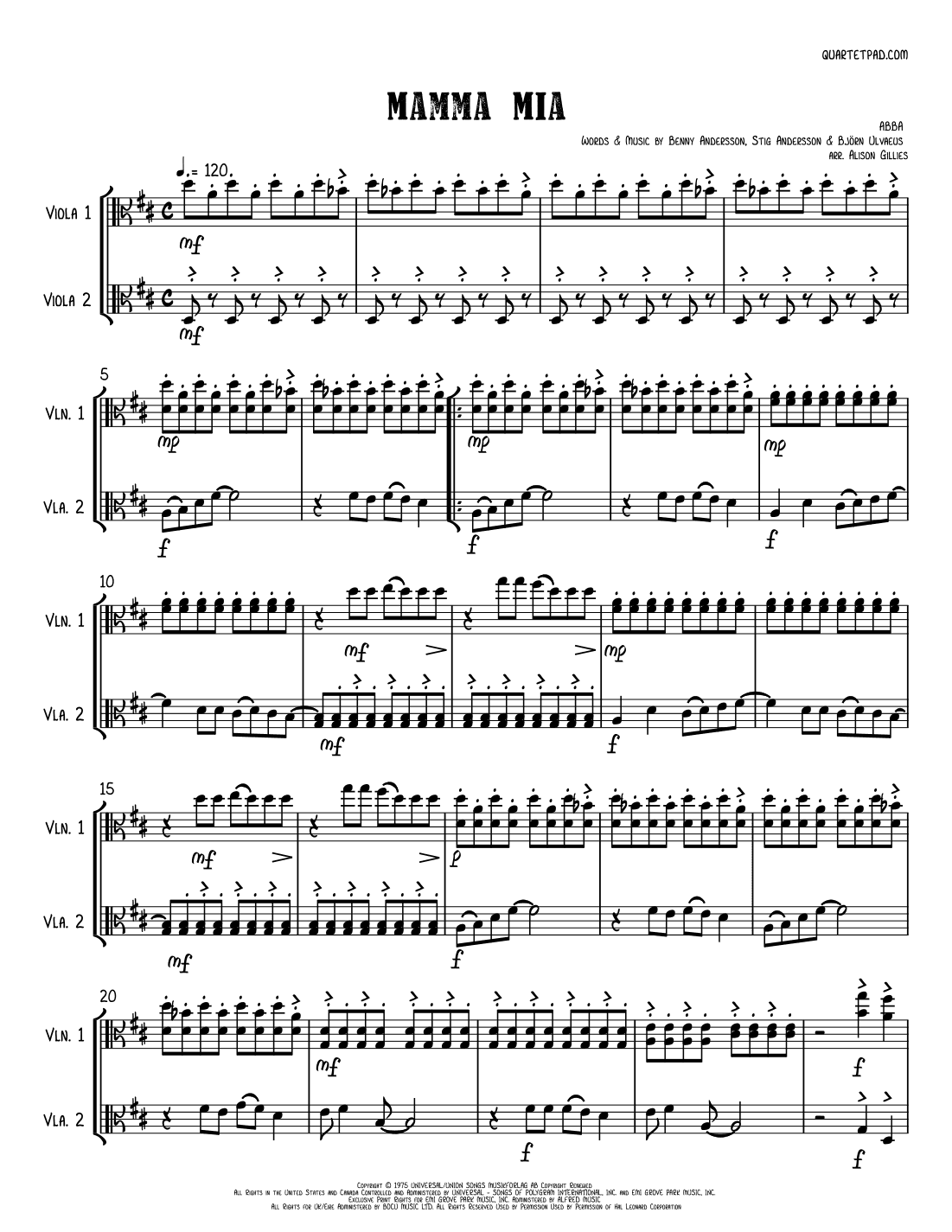 Mamma Mia (arr. Alison Gillies)