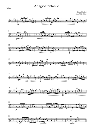 Adagio Cantabile (P. Nardini) for Viola Solo (arr. Fabio Britto)
