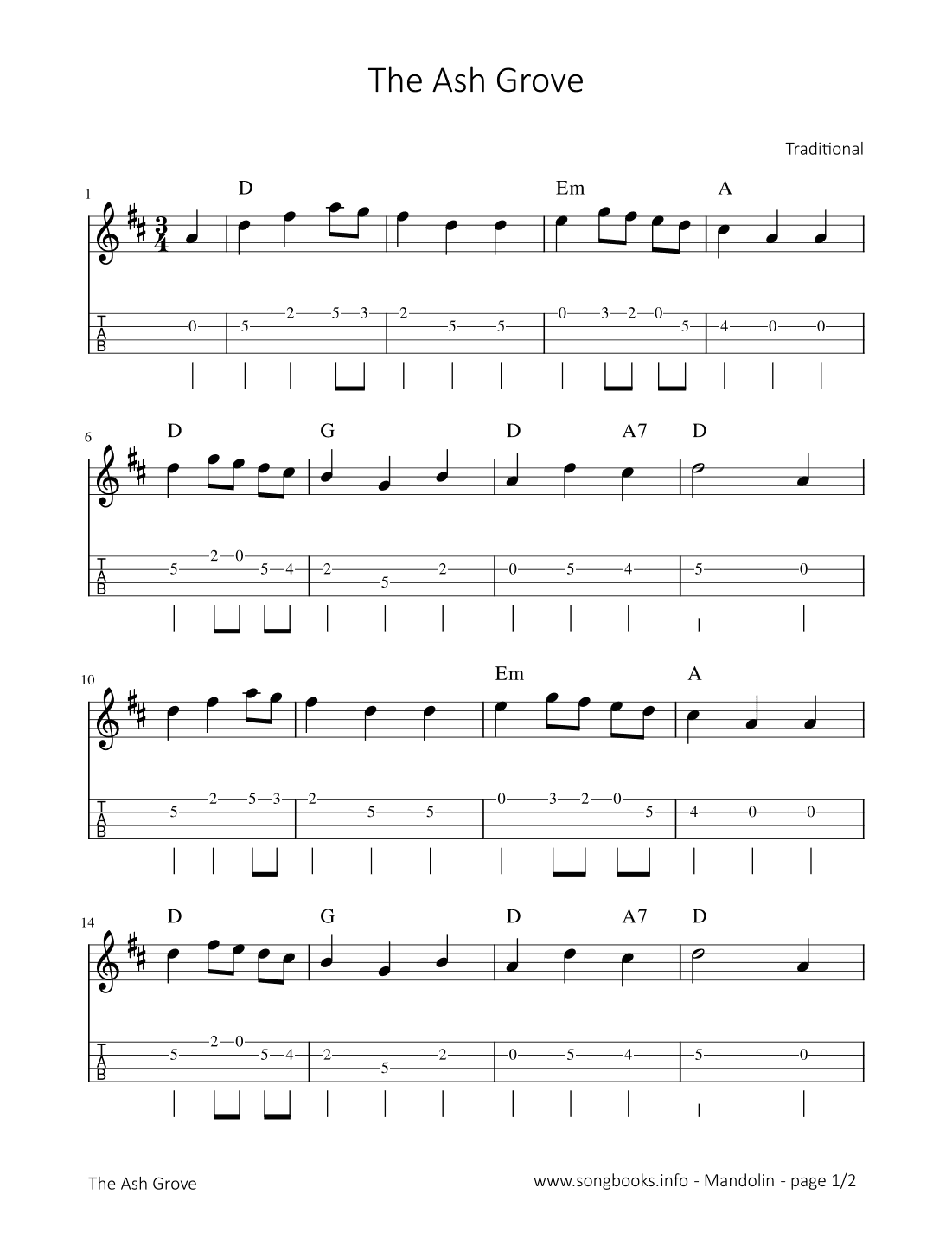 The Ash Grove (arr. songbooks.info)