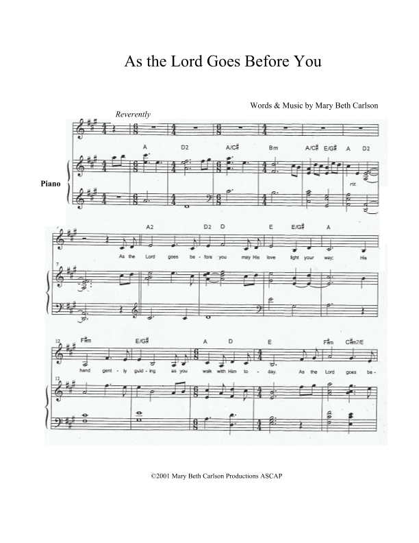As the Lord Goes Before You