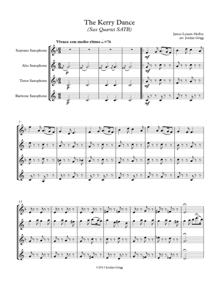The Kerry Dance (Sax Quartet SATB) (arr. Jordan Grigg)