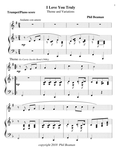 I Love You Truly-trumpet/piano