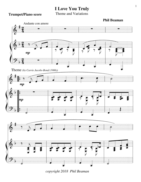 I Love You Truly-trumpet/piano
