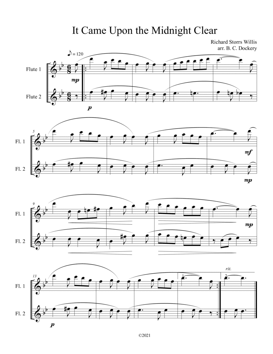 It Came Upon the Midnight Clear (Flute Duet) (arr. B. C. Dockery)