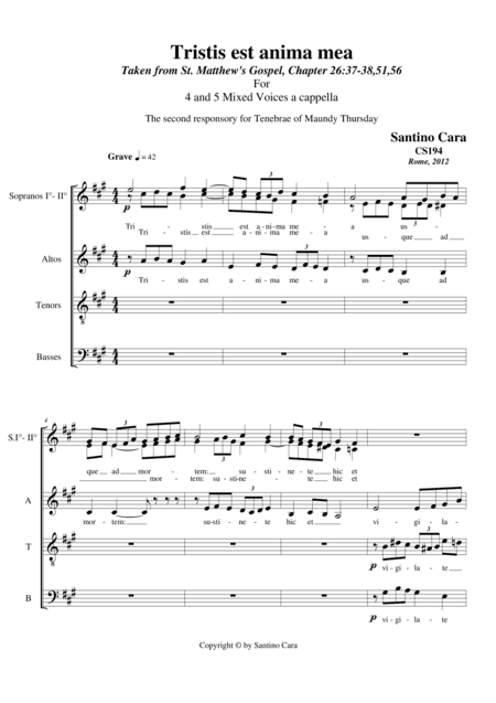 Tristis est anima mea- Choir SATB a cappella