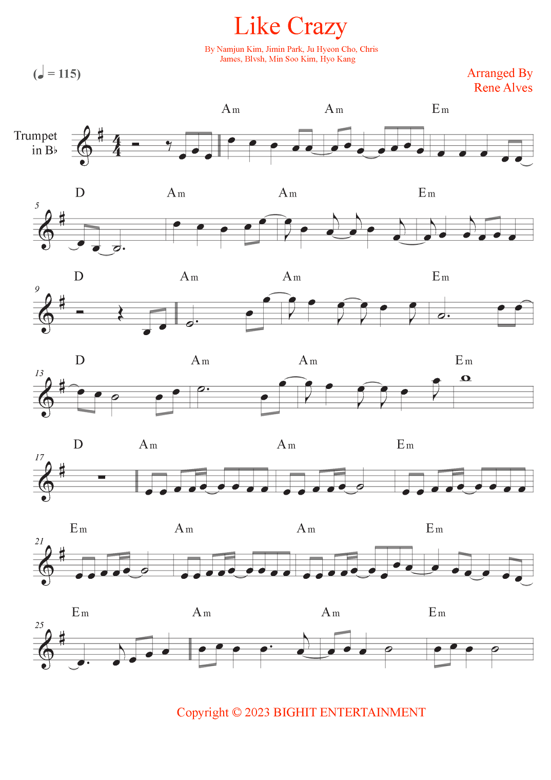 Like Crazy (arr. Rene Alves)