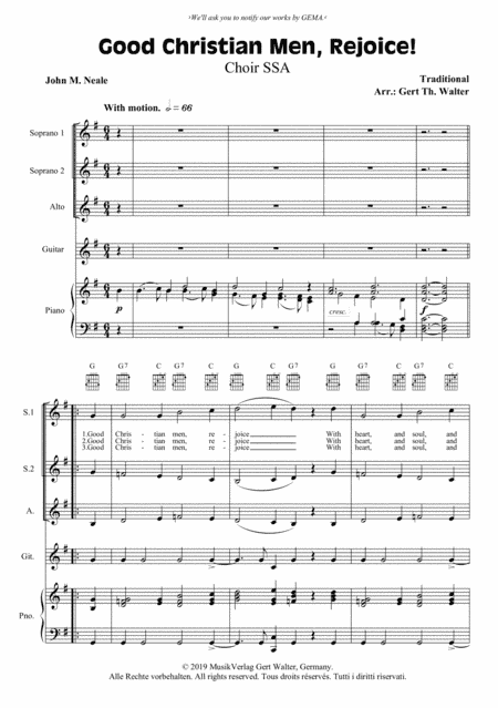 Good Christian Men, Rejoice! (arr. Gert Th. Walter)