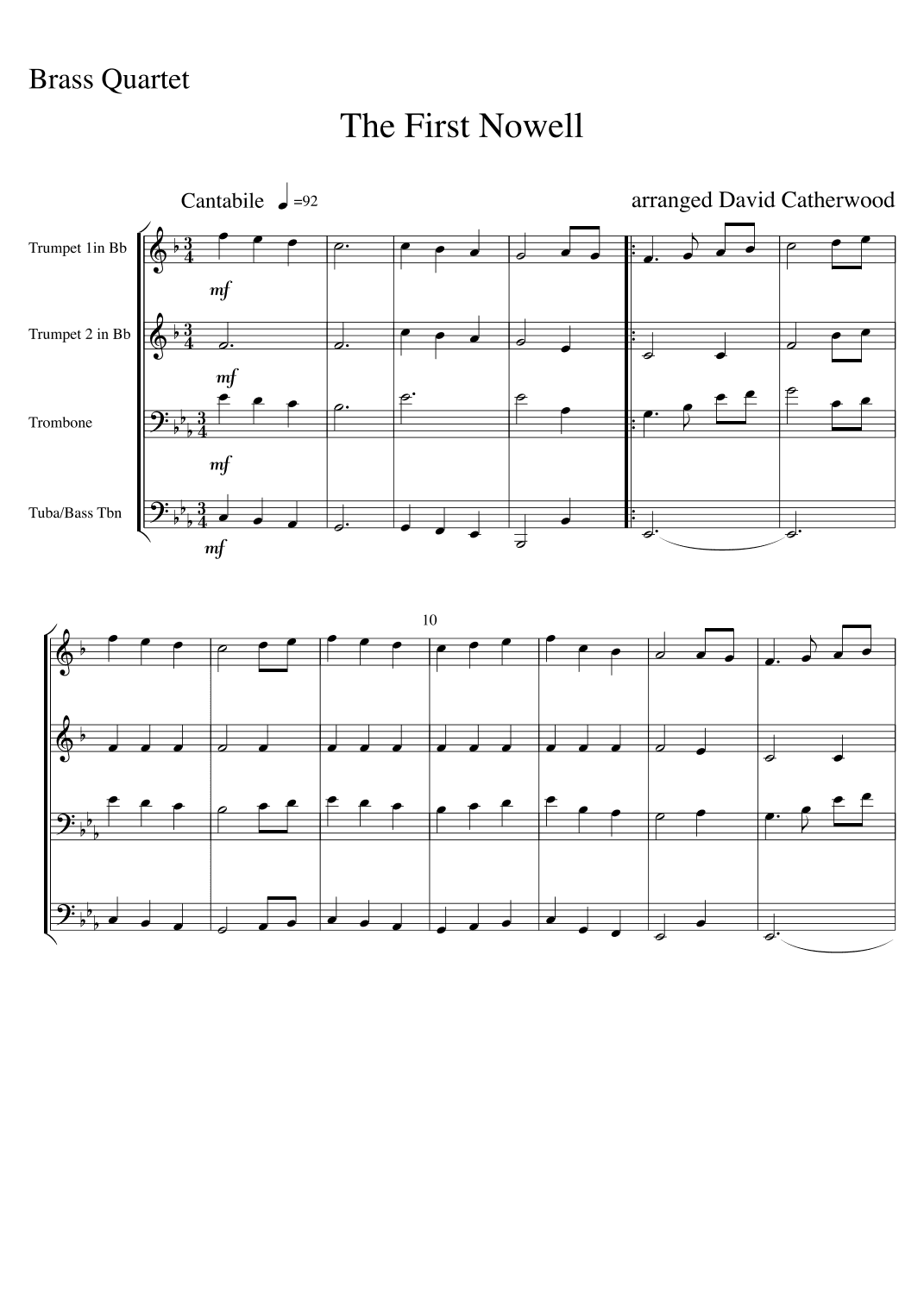 The First Nowell  - arranged for Brass Quartet by David Catherwood (arr. David Catherwood)