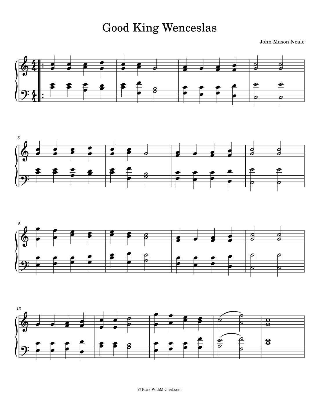 Good King Wenceslas (arr. PianoWithMichael.com)