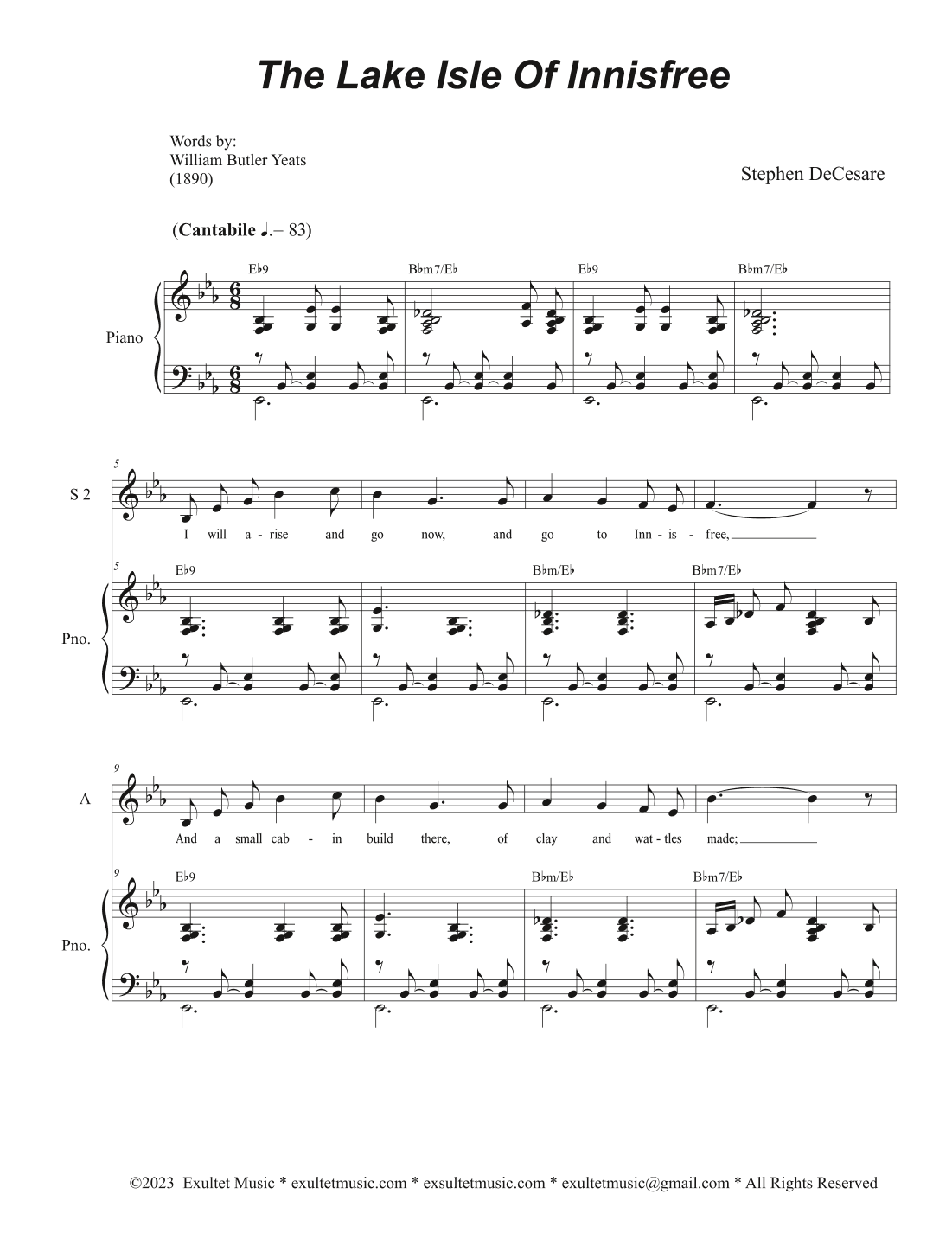 The Lake Isle Of Innisfree (Vocal Trio - (SSA)
