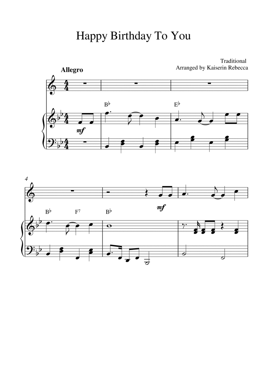 Happy Birthday To You (for tenor sax solo and piano accompaniment) (arr. Kaiserin Rebecca)