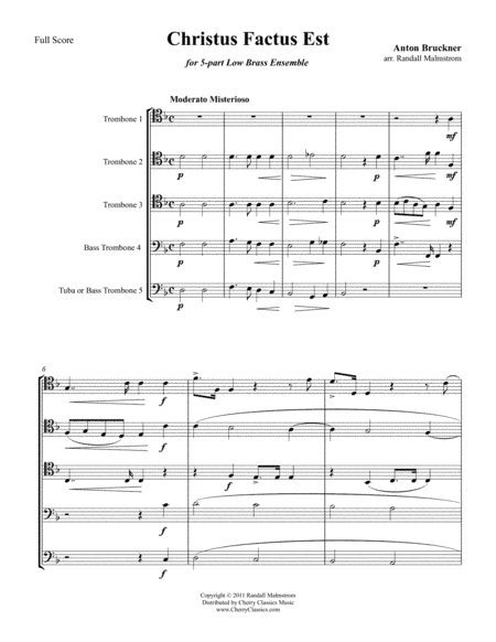 Cristus Factus Est for 5-part Low Brass Ensemble (arr. Malmstrom, Randall)