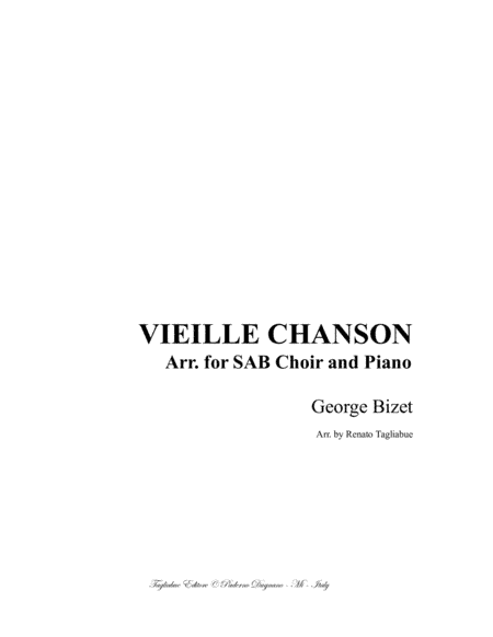 VIEILLE CHANSON - Bizet - Arr. for SAB Choir and Piano (arr. Renato Tagliabue)