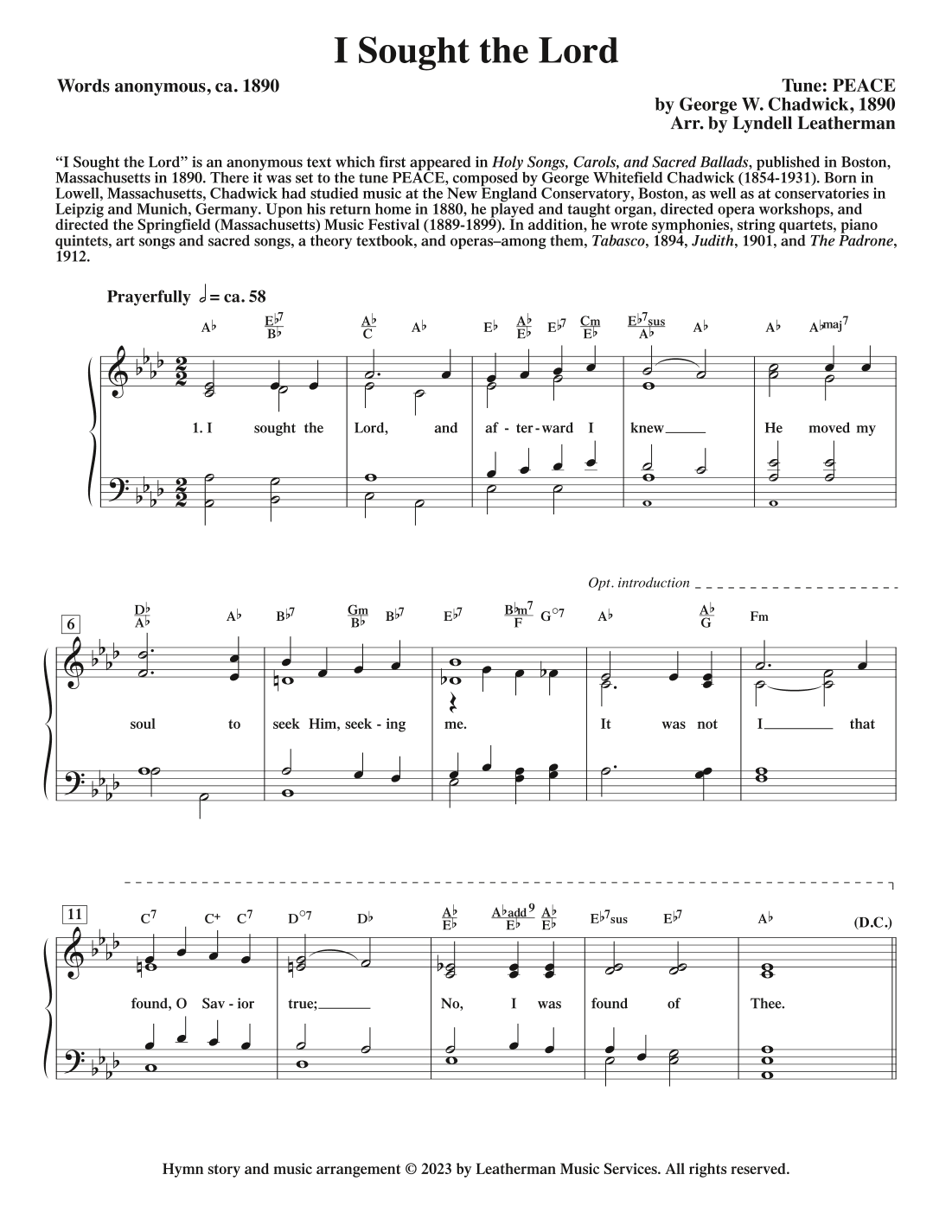 I Sought the Lord (arr. Lyndell Leatherman)