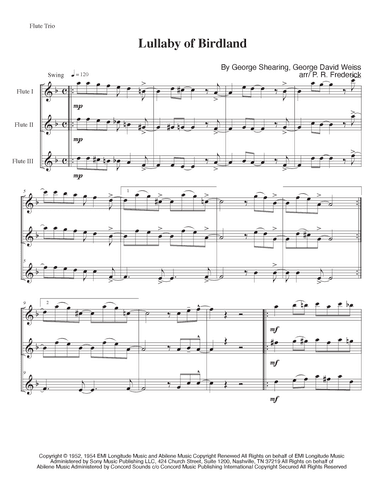 Lullaby Of Birdland (arr. P. R. Frederick)