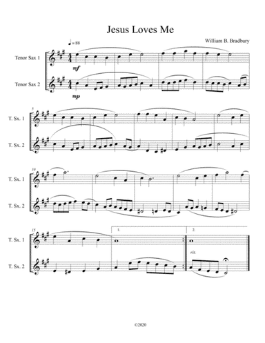 Jesus Loves Me (tenor sax duet) (arr. B C Dockery)