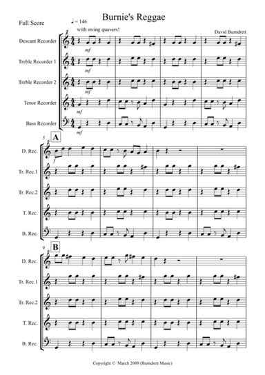 Burnie's Reggae for Recorder Quintet