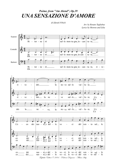 POEME, Op.39 - Z. Fibich - Arr. for SABar Choir with Lyrics: UNA SENSAZIONE D'AMORE (arr. Renato Tagliabue)
