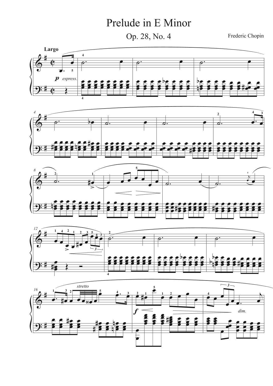 Prelude in E Minor Op. 28, No. 4 (arr. Avgusta Udartseva)