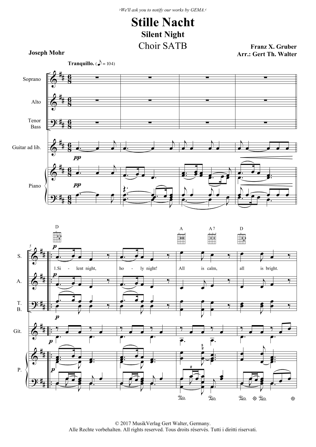 Silent Night (arr. Gert Th. Walter)