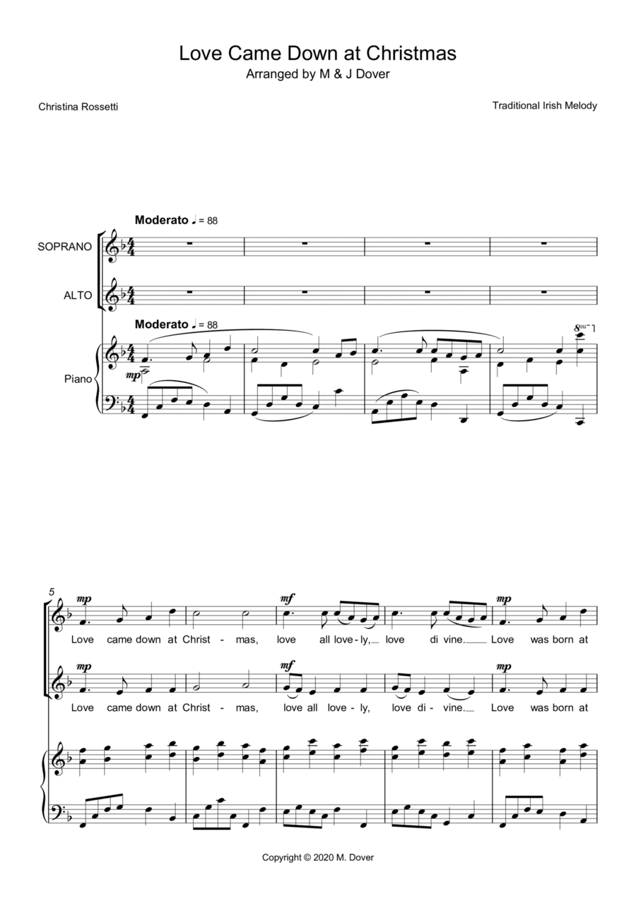 Love Came Down at Christmas - SA - Two part Choir - Upper voices (arr. M & J Dover)