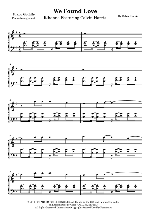We Found Love (arr. Piano Go Life)