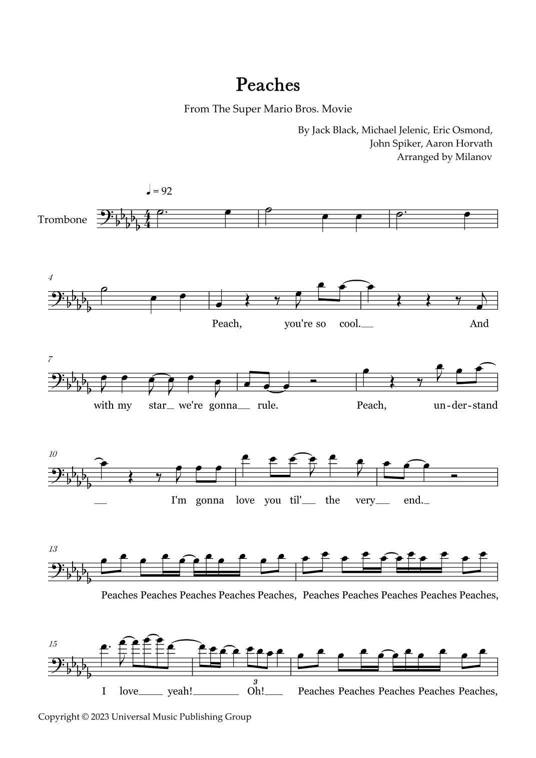 Peaches (arr. Milanov)