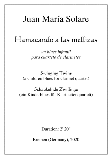 Hamacando a las mellizas [clarinet quartet]