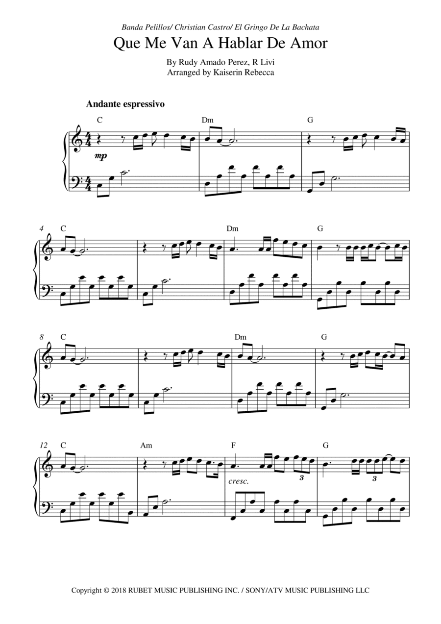 Que Me Van A Hablar De Amor (arr. Kaiserin Rebecca)