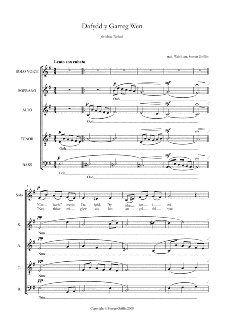 Dafydd y Garreg Wen (solo, SATB) (arr. Steven Griffin)