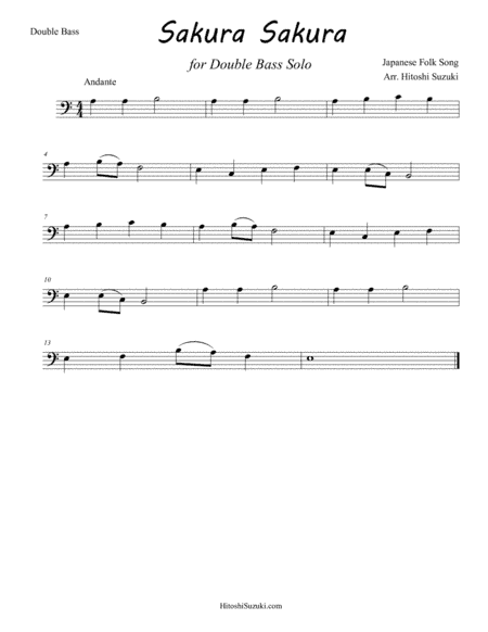 Sakura Sakura for Double Bass Solo (arr. Hitoshi Suzuki)