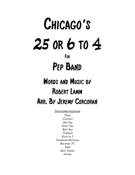 25 Or 6 To 4 (arr. Jeremy Corcoran)